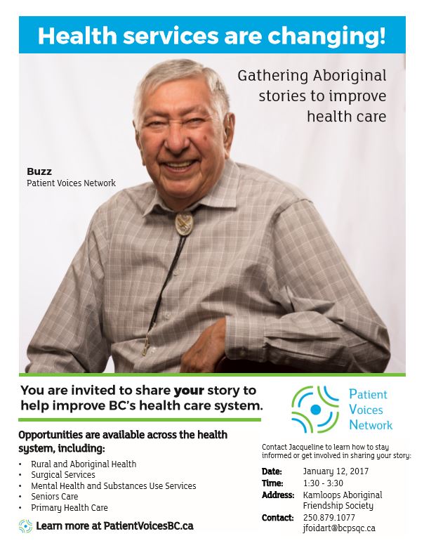 Buzz poster.Engaging Indigenous patient partners.Patient Voices Network